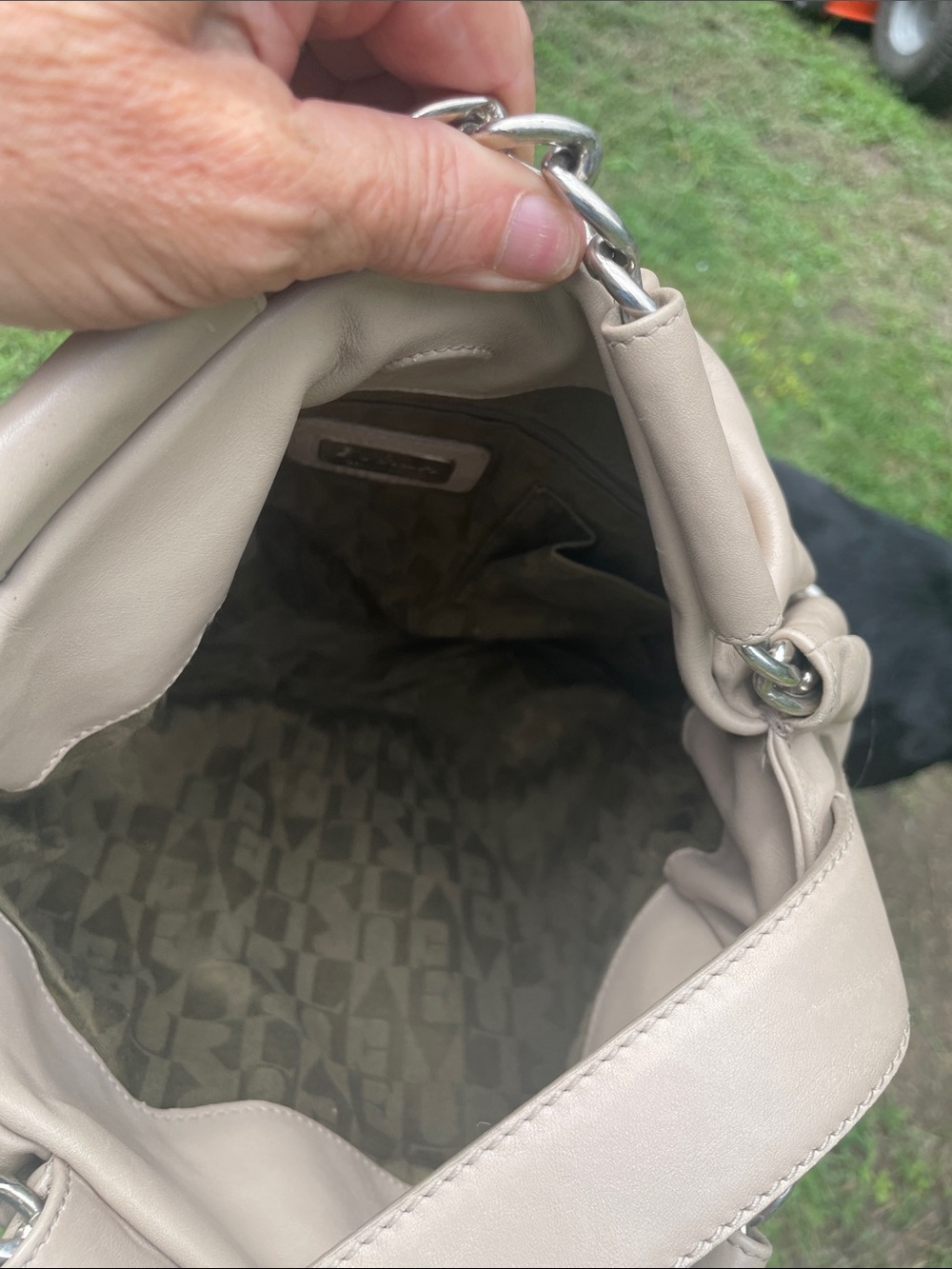Furla Taupe Leather Hobo with Silver Chain Detail - Picture 6 of 11